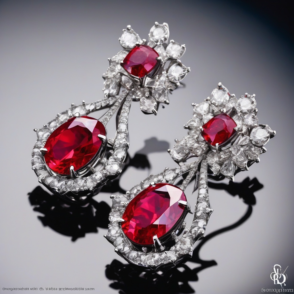 Boucles d'Oreilles Cœur Rubis