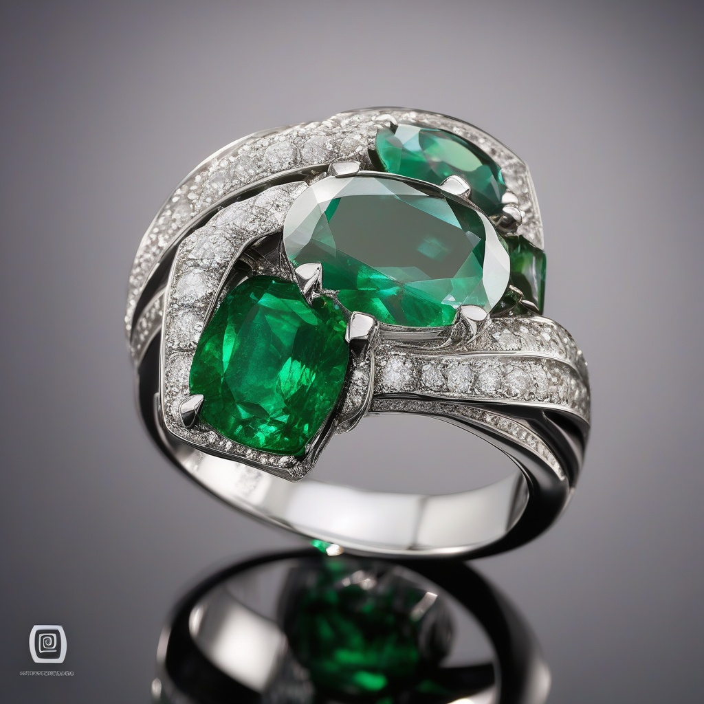 Bague Étreinte Émeraude Pavée