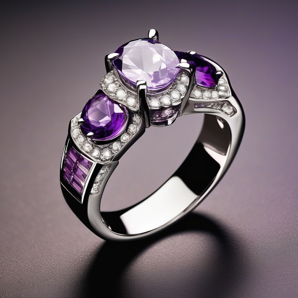 Bague Coeur Améthyste Halo