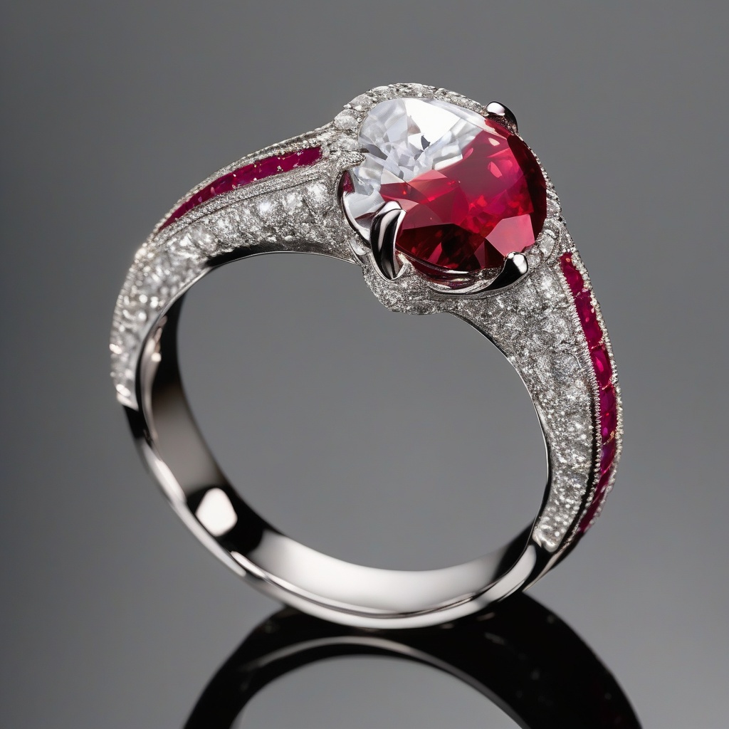 Bague Coeur Rubis Halo