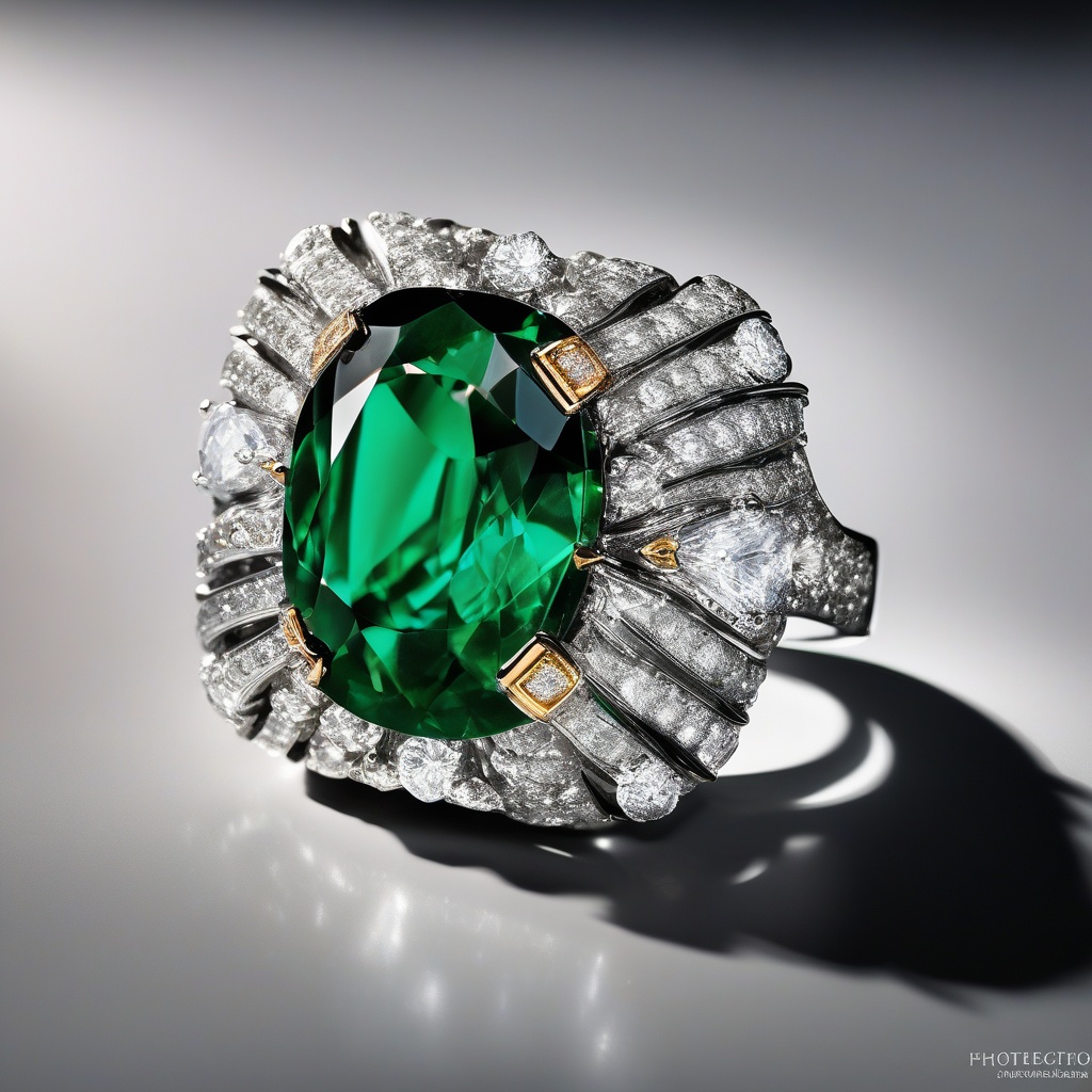 Bague Carré Émeraude Halo