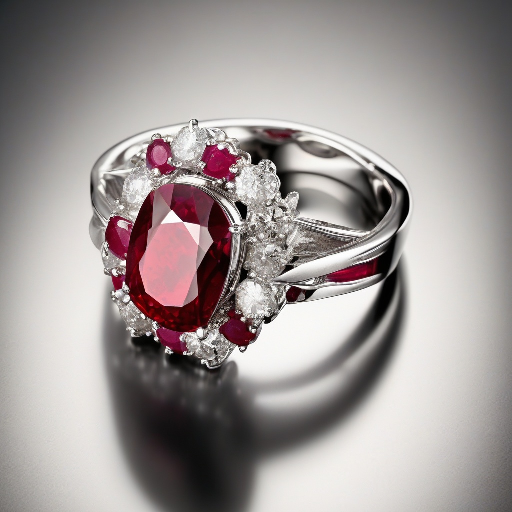 Bague Double Cœur Rubis